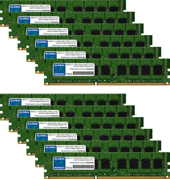 48GB (12 x 4GB) DDR3 1066MHz PC3-8500 240-PIN ECC DIMM (UDIMM) MEMORY RAM KIT FOR APPLE XSERVE (2009)